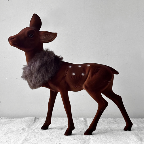 X-Large Flocked Bambi with Fur Scarf