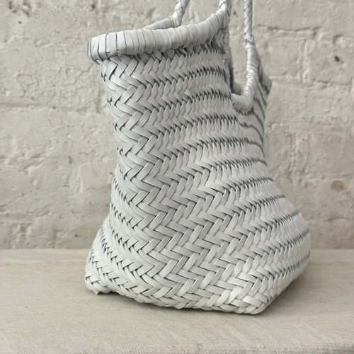 Leather Dragon Diffusion Nantucket Big Basket Tote in White