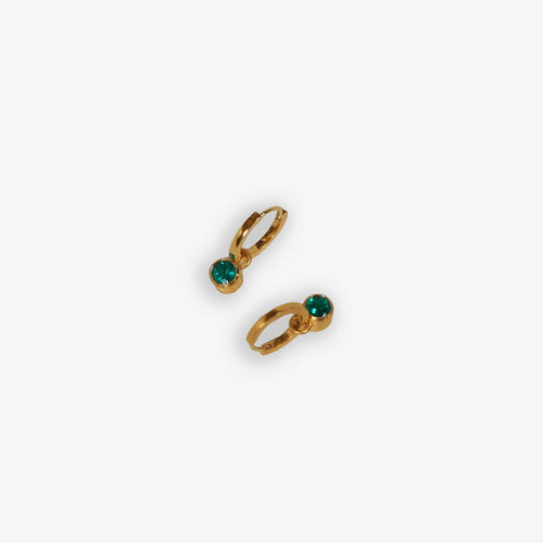 Colombian Emerald Huggie Hoop Drop Earrings