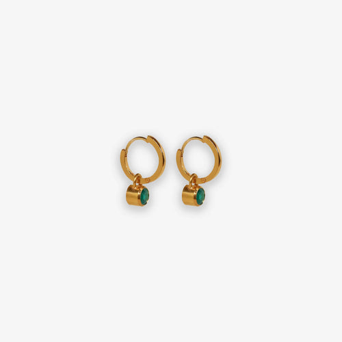 Colombian Emerald Huggie Hoop Drop Earrings