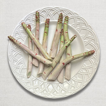 Trompe l'Oeil Christine Viennet Asparagus Trompe l'Oeil Porcelain Plate (#09)