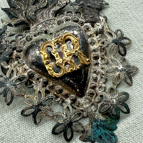 19th-century Italian Ex-Voto Sacred Silver Heart (No. 109)