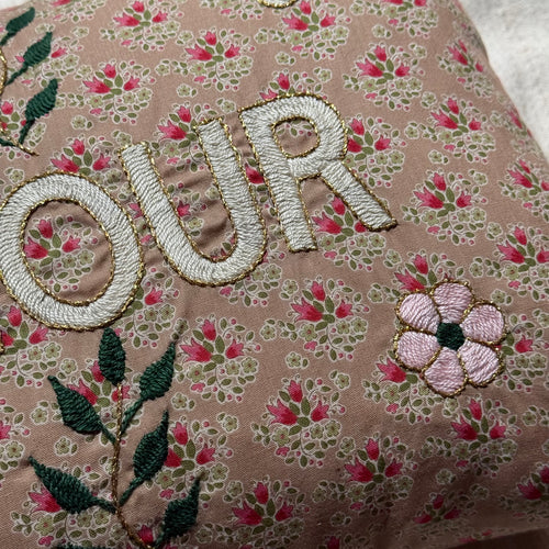 "Amour" Embroidered Cushion (CS-817)