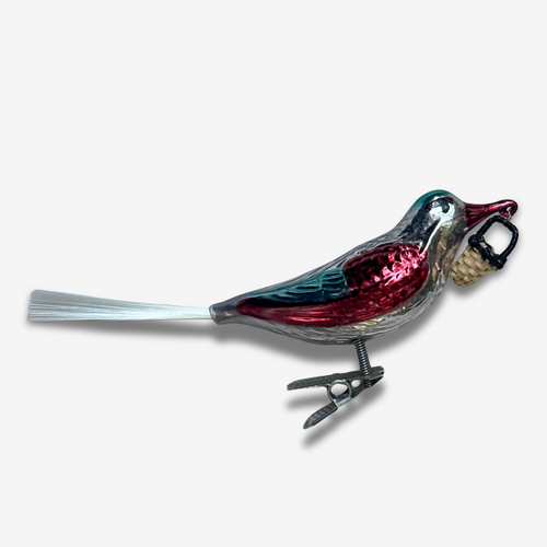 Nostalgic Clip-on Bird with Basket Ornament