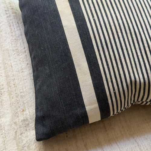 Custom 19th-century Small French Ticking Pillow (#36)