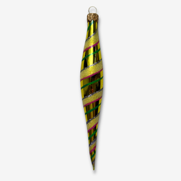 Golden Striped Icicle Ornament