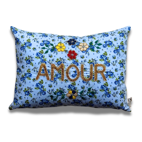 "Amour" Embroidered Cushion (#C4-06)