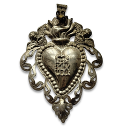 19th-century Italian Ex-Voto Sacred Silver Heart (#9)