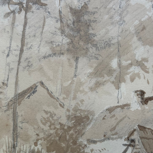 19th Century French Monochromatic Watercolor Painting by Alphonse Baril (#100)