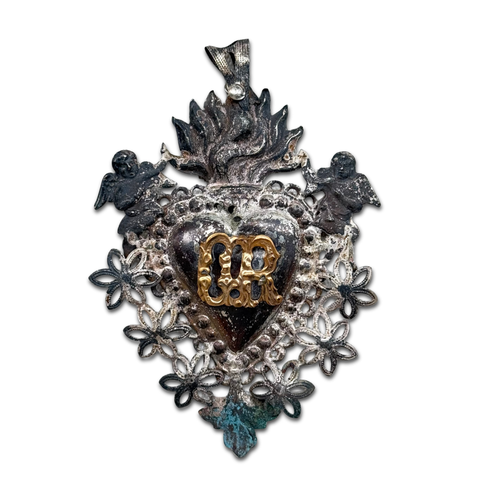 19th-century Italian Ex-Voto Sacred Silver Heart (No. 109)