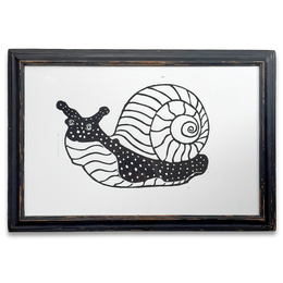 Hugo Guinness "Snail" Linocut in a Vintage Frame
