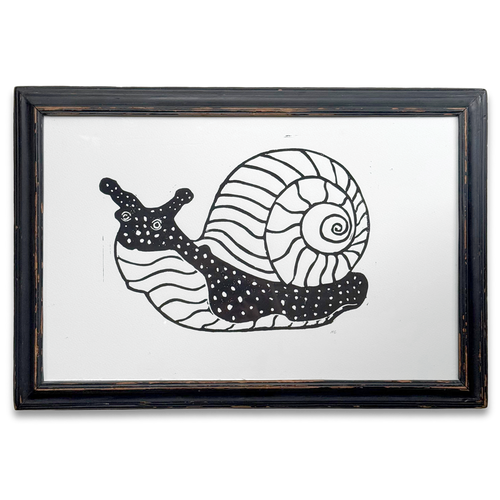 Hugo Guinness "Snail" Linocut in a Vintage Frame