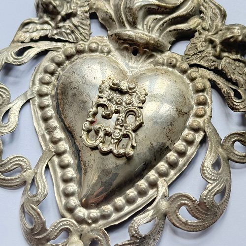 19th-century Italian Ex-Voto Sacred Silver Heart (#9)