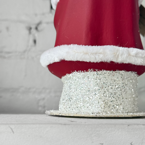 Papier-Mâché Santa Holding Tree in Red