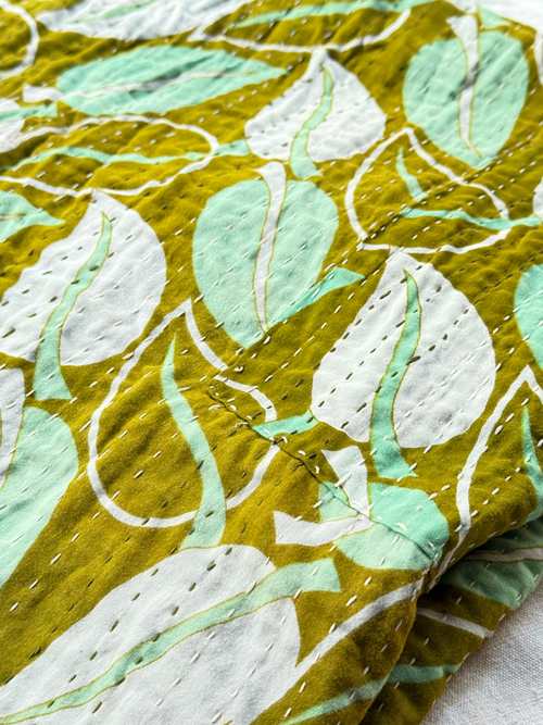 Vintage Green Sari Shawl