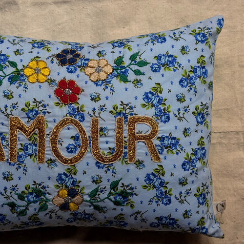 "Amour" Embroidered Cushion (#C4-06)