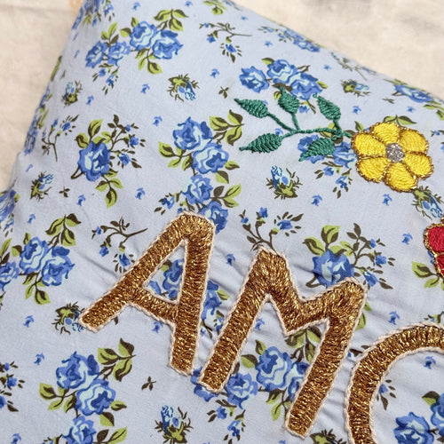 "Amour" Embroidered Cushion (#C4-06)