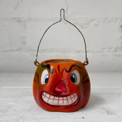 Nostalgic Small Papier-Mâché Pumpkin Lantern Bucket