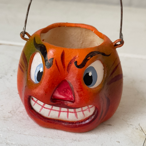 Nostalgic Small Papier-Mâché Pumpkin Lantern Bucket