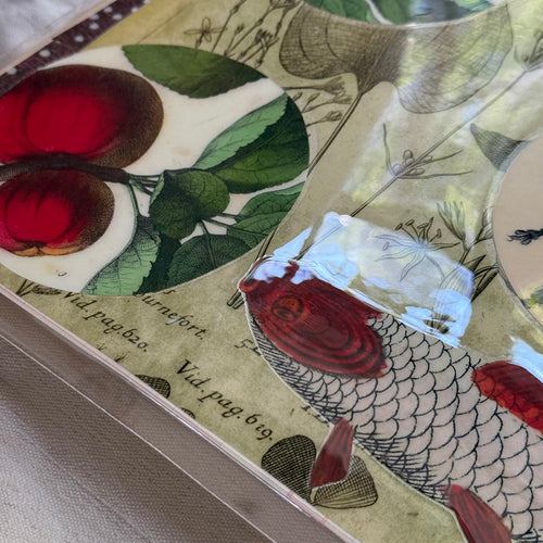 One-of-a-Kind Collaged Fish & Fruit Mat (#9)