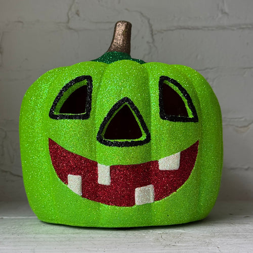 Ino Schaller Glitter Jack-O'-Lantern Pumpkin in Neon Green