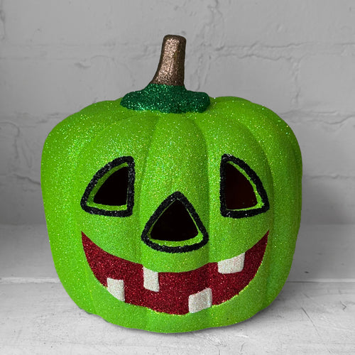 Ino Schaller Glitter Jack-O'-Lantern Pumpkin in Neon Green