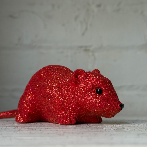 Medium Light Red Glitter Mouse
