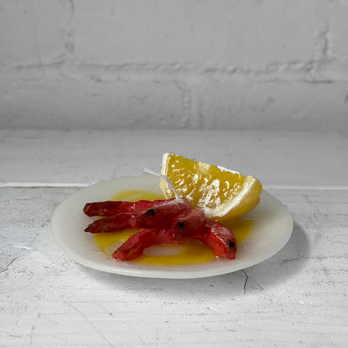 Small Gamberi e Limone Shrimp Plate with Oil and Lemon Candle
