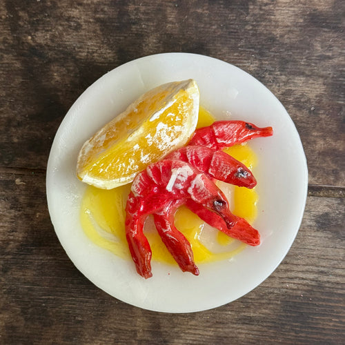 Small Gamberi e Limone Shrimp Plate with Oil and Lemon Candle