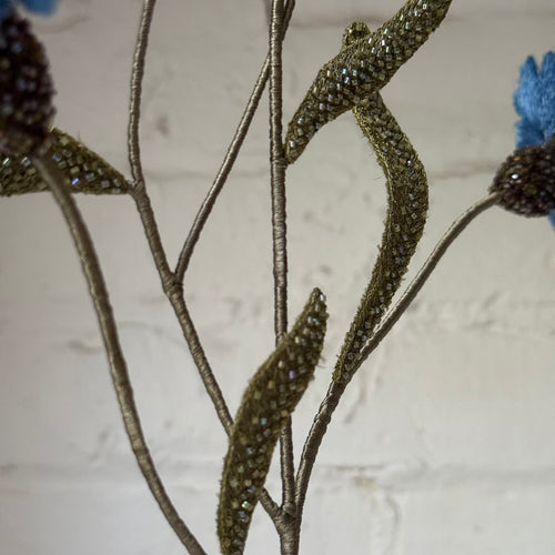 Hand-Beaded Three Cornflowers by Trovelore
