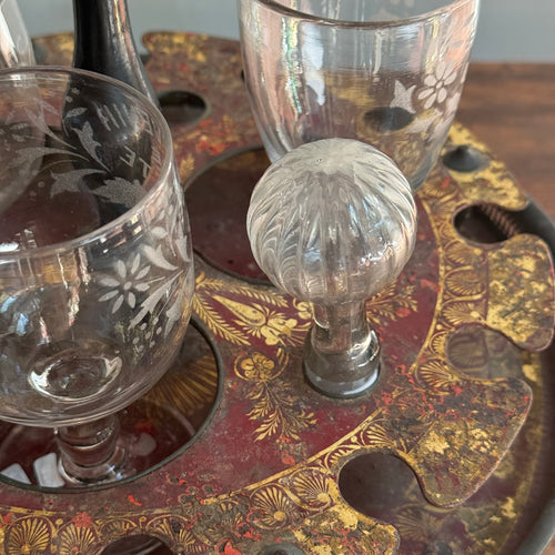 19th-century French Tole Tabletop Caddy Stand
