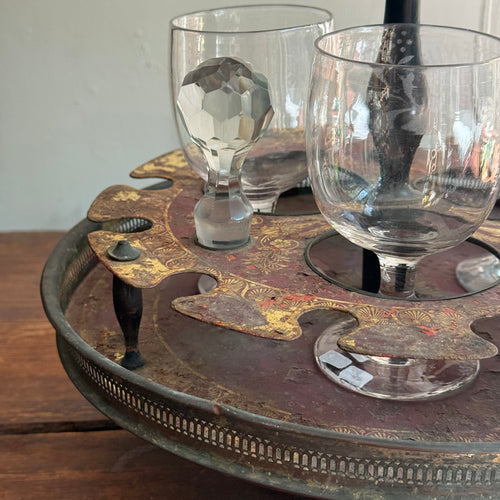 19th-century French Tole Tabletop Caddy Stand