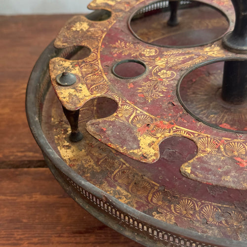 19th-century French Tole Tabletop Caddy Stand