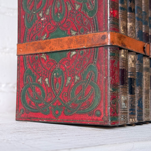 Late 19th-century English Faux Book Stack Biscuit Tin