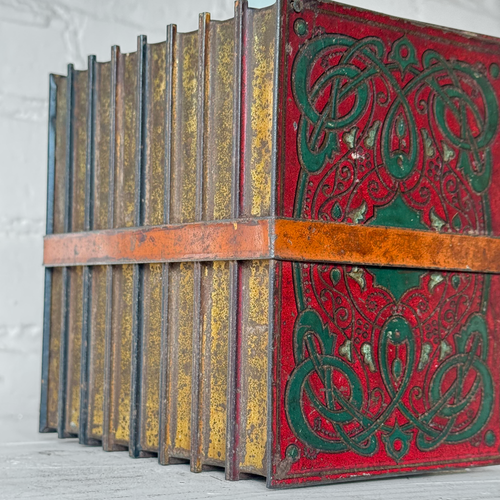 Late 19th-century English Faux Book Stack Biscuit Tin