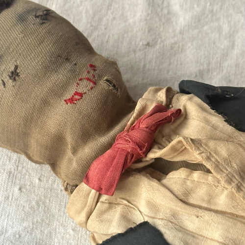 19th-century Male Doll with Embroidered Face