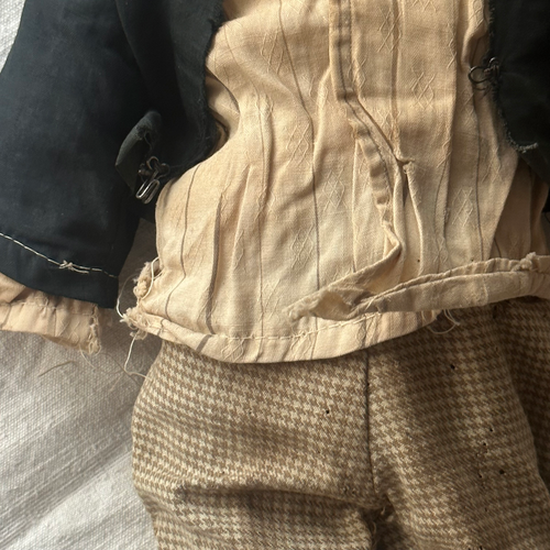 19th-century Male Doll with Embroidered Face