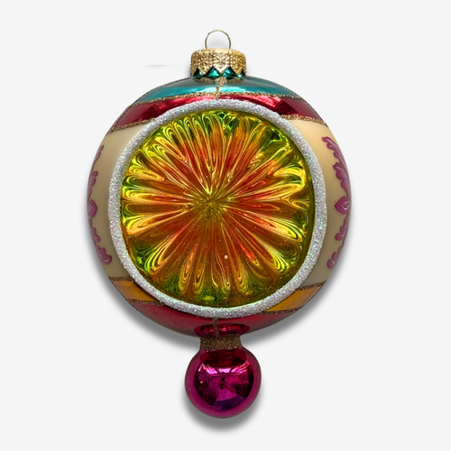Colorful Reflector Ornament with Floral Design
