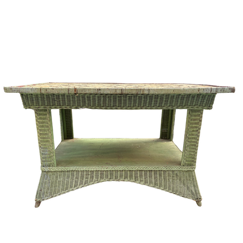 19th-century Green Wicker Table