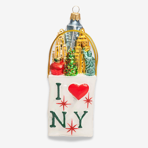 NYC Shopping Bag Glass Ornament