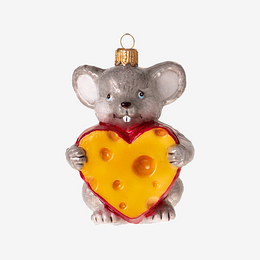 Mouse with Cheese Heart Ornament