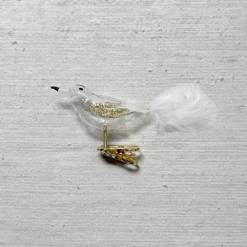 Nostalgic Clear & Gold Feather Tailed Bird Clip-On Ornament