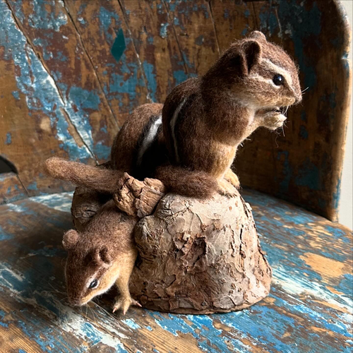 Needle Felted Chipmunk Trio
