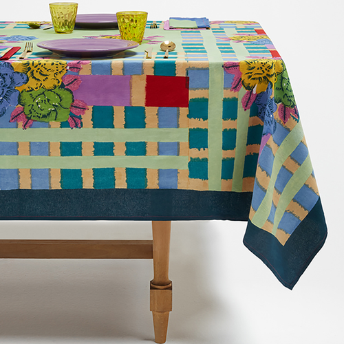 Lisa Cotton Corti Panel in Ankara Aqua 180 x 350cm
