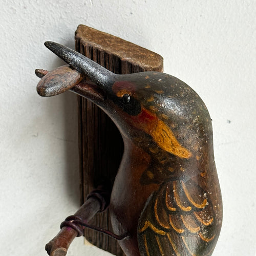Antique Black Forest Carved Bird with Fish (BFB03)
