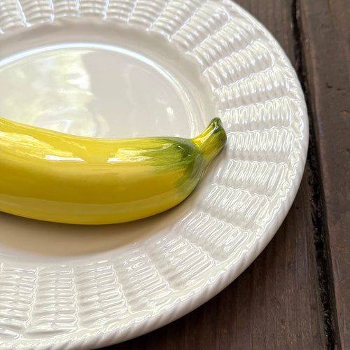Trompe L'oeil Banana Plate with Basket-Weave Rim