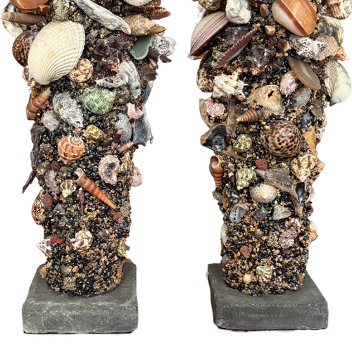 Slender Shell and Mineral Topiary Pair by Christopher D. Bassett