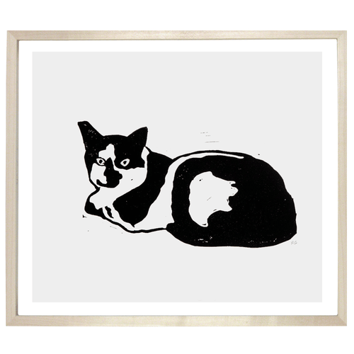 Calico Seated Cat with Black Nose