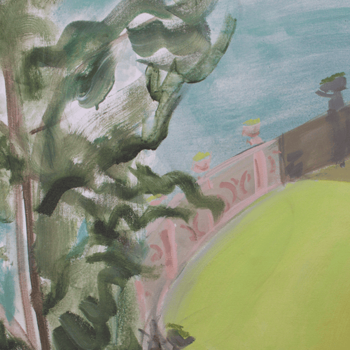 "Lake Como Villa Babianello I" Painted Backdrop by Virginia Johnson