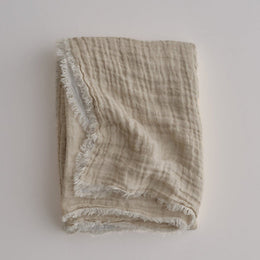 Crush Double Linen Throw Blanket in Ayrton/Sable